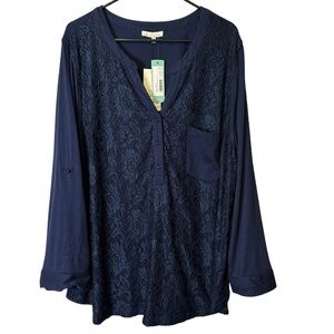 Skies Are Blue Cayley Lace Blouse Button Front Romantic Whimsigoth Boho 3X NWT